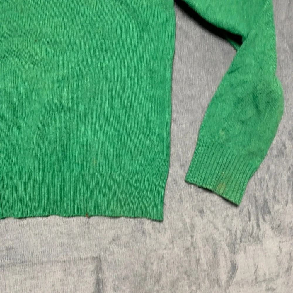 Banana Republic Sweater Mens Medium Green Tight Knit Ribbed Trim Long Sleeve